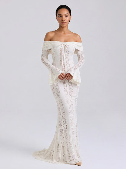 Off Shoulder Lace Maxi Dress