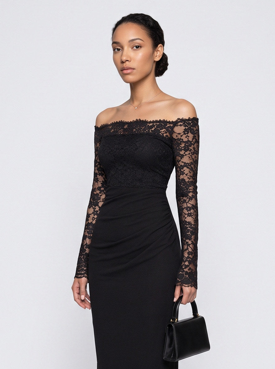 Off Shoulder Lace Maxi Dress