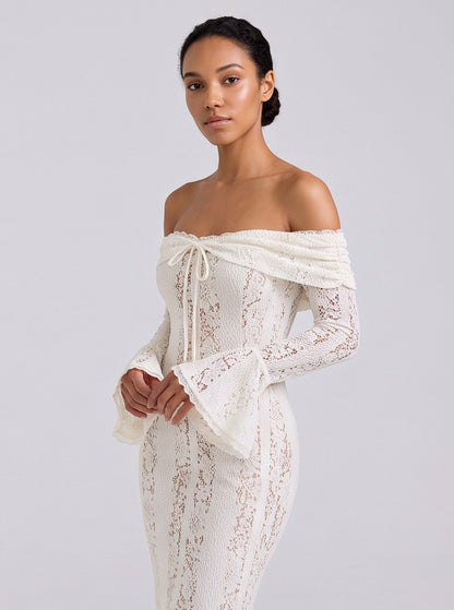 Off Shoulder Lace Maxi Dress