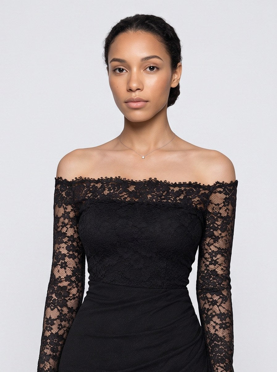 Off Shoulder Lace Maxi Dress