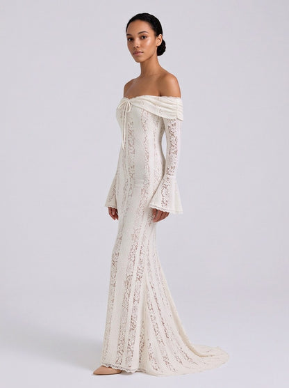 Off Shoulder Lace Maxi Dress