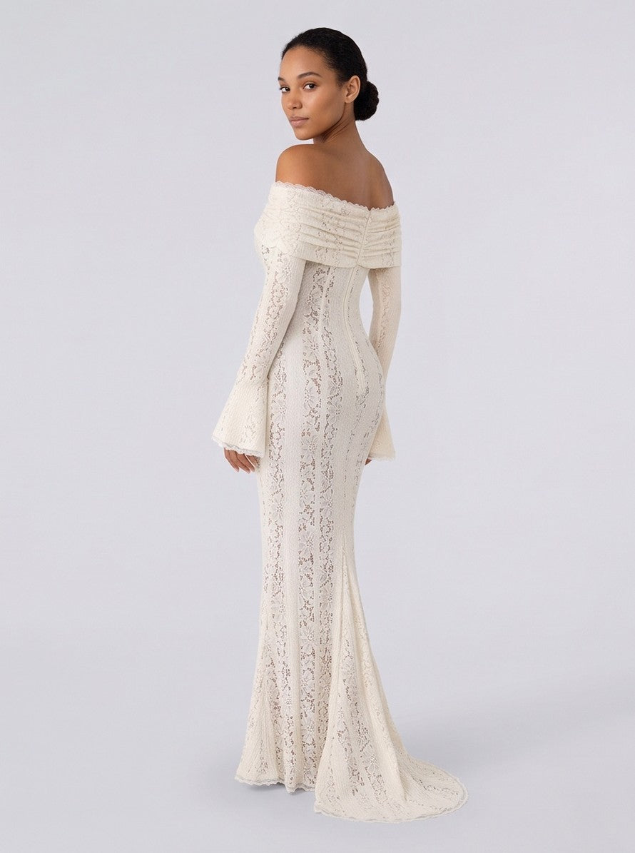 Off Shoulder Lace Maxi Dress