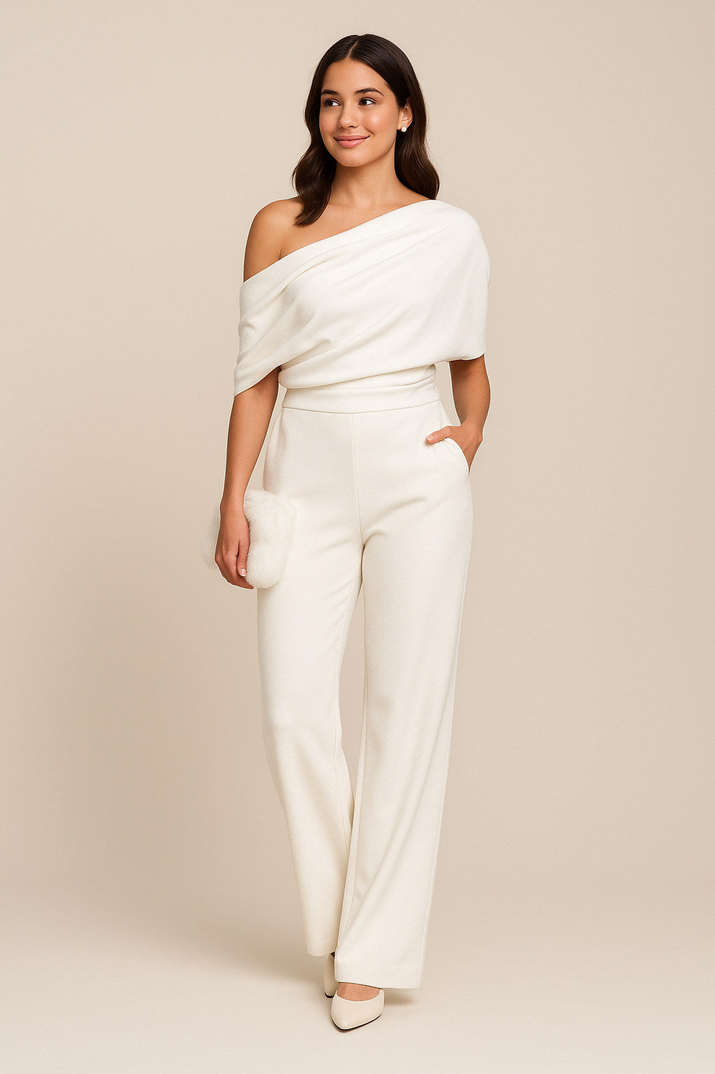 One Shoulder Draped Jumpsuit