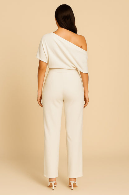 One Shoulder Draped Jumpsuit