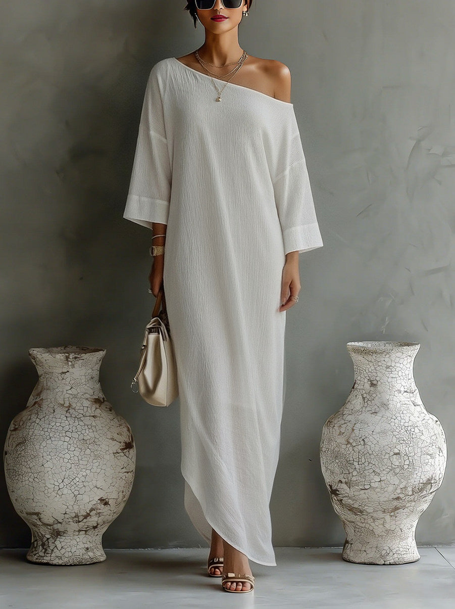 One Shoulder Draped Maxi Dress
