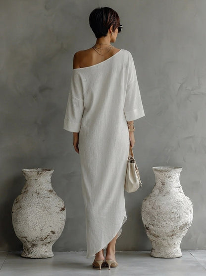 One Shoulder Draped Maxi Dress