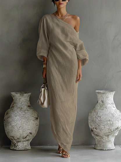 One Shoulder Draped Maxi Dress