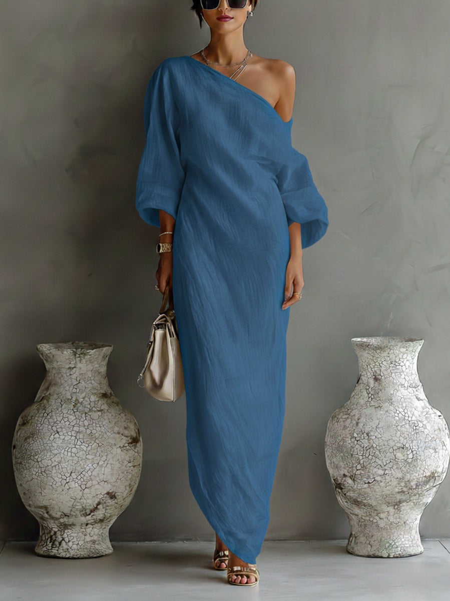 One Shoulder Draped Maxi Dress