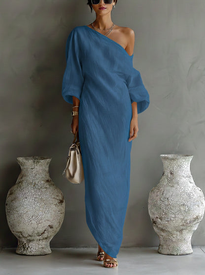 One Shoulder Draped Maxi Dress