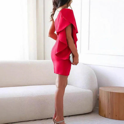 One Shoulder Ruched Mini Dress