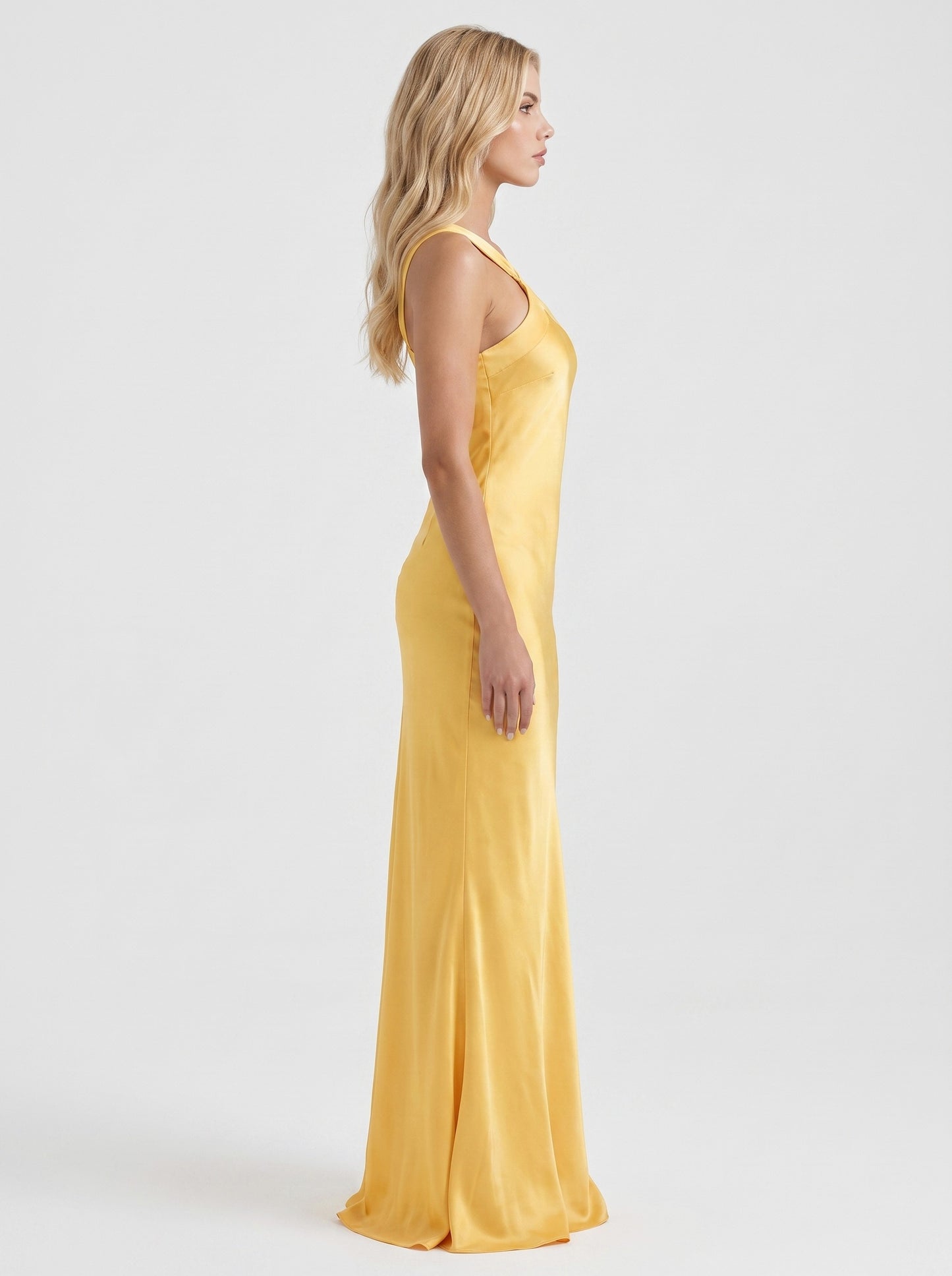 One Shoulder Satin Maxi Dress
