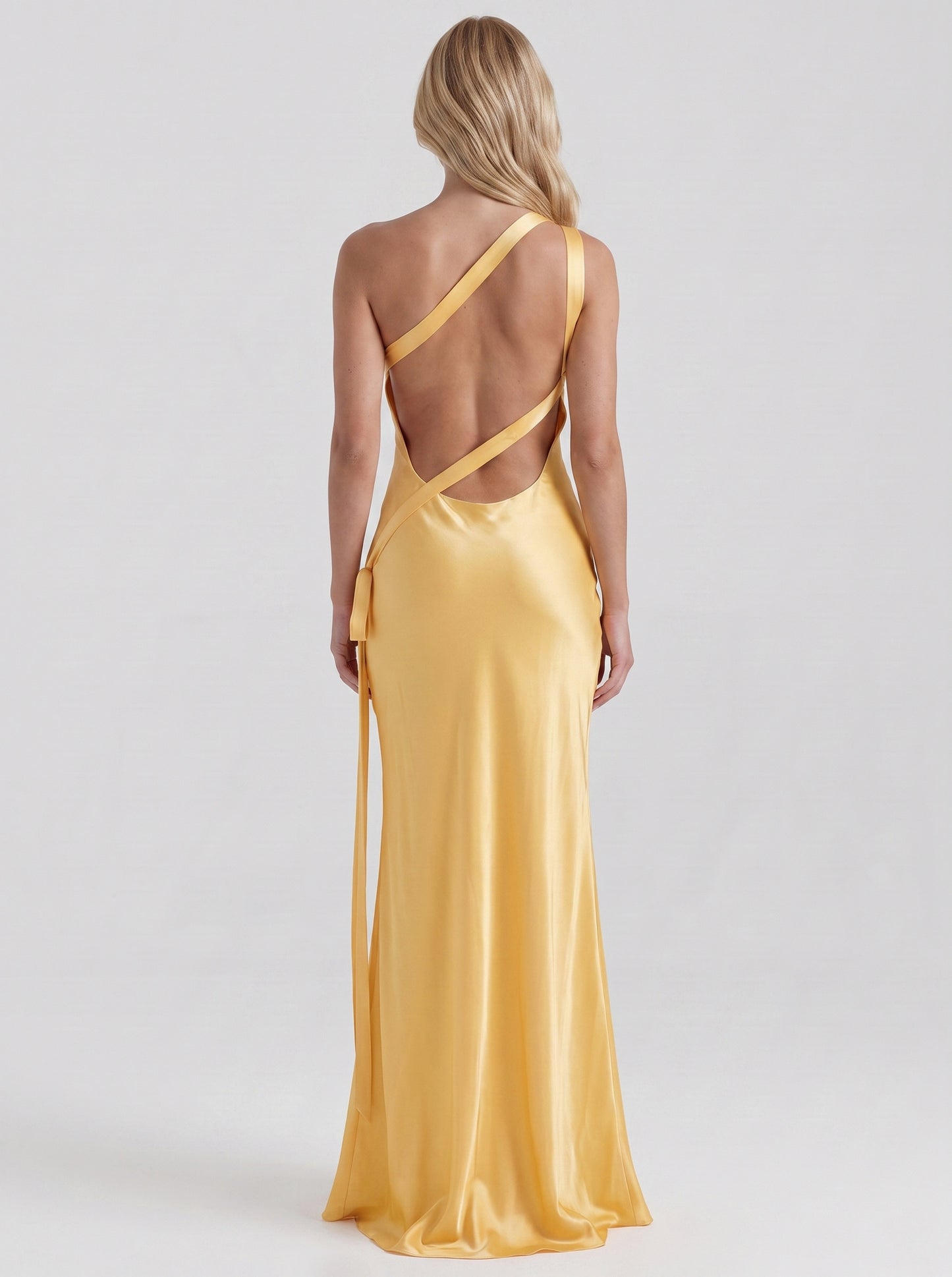 One Shoulder Satin Maxi Dress