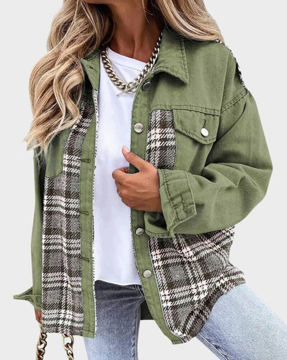 Plaid Panel Button Front Shacket
