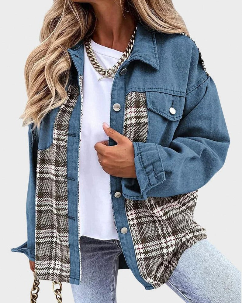 Plaid Panel Button Front Shacket