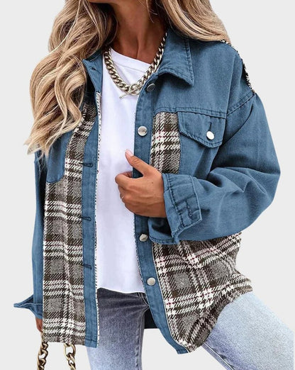 Plaid Panel Button Front Shacket