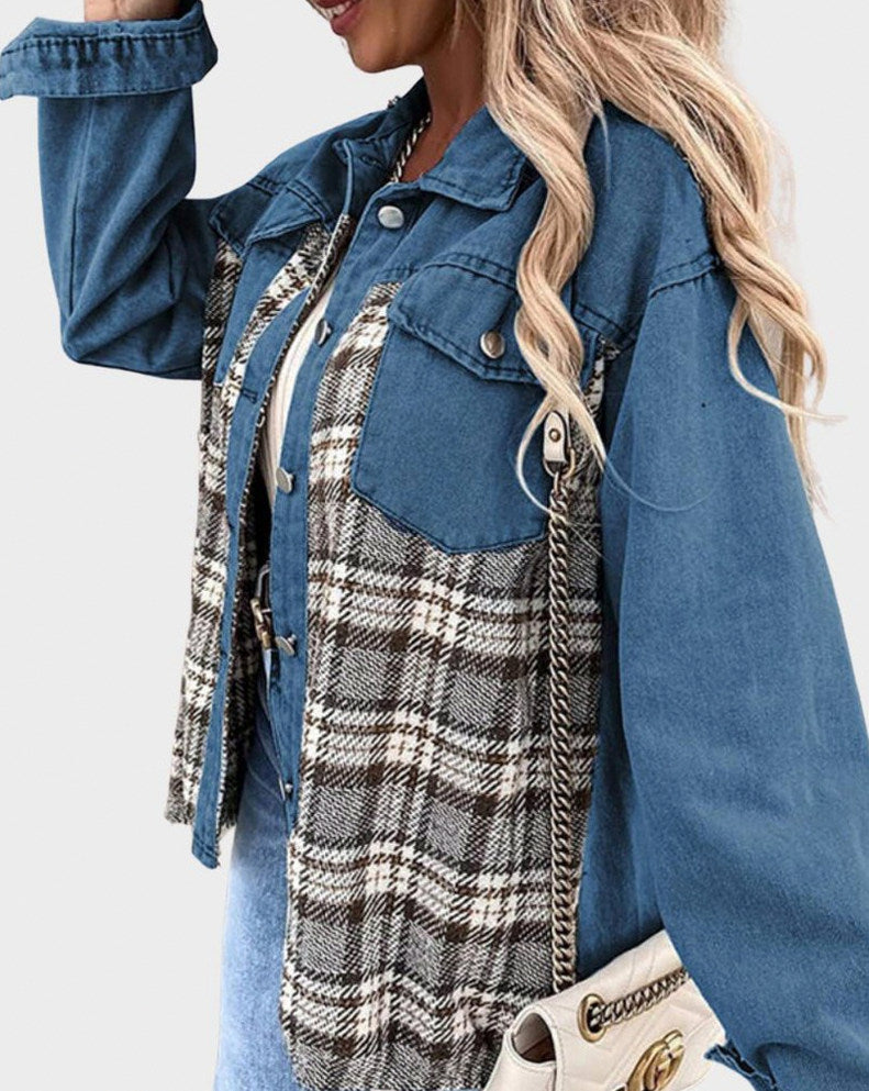 Plaid Panel Button Front Shacket