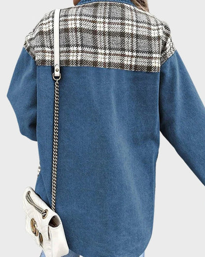 Plaid Panel Button Front Shacket