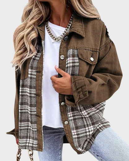 Plaid Panel Button Front Shacket