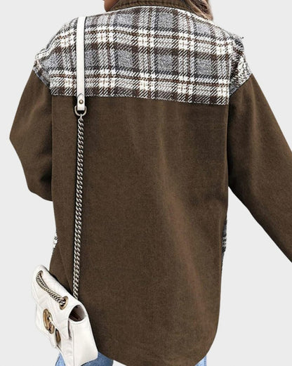 Plaid Panel Button Front Shacket