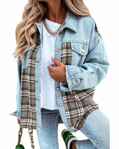 Plaid Panel Button Front Shacket
