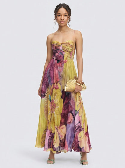 Pleated Sweetheart Maxi Dress