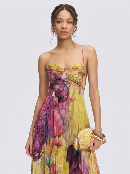 Pleated Sweetheart Maxi Dress