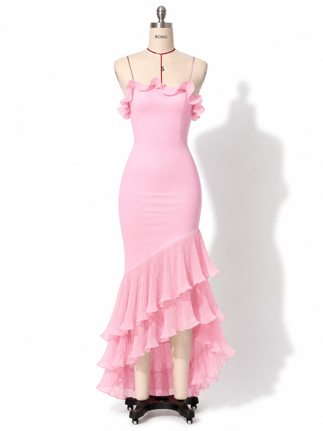 Pleated Tiered High Low Maxi Dress