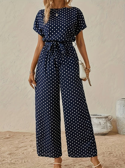Polka Dot Tie Waist Jumpsuit