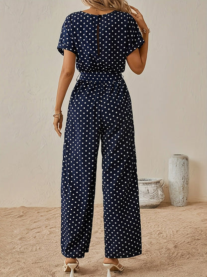 Polka Dot Tie Waist Jumpsuit