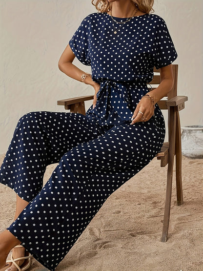 Polka Dot Tie Waist Jumpsuit