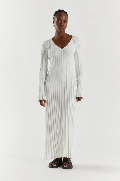 Ribbed Knit Long Sleeve Maxi Dress