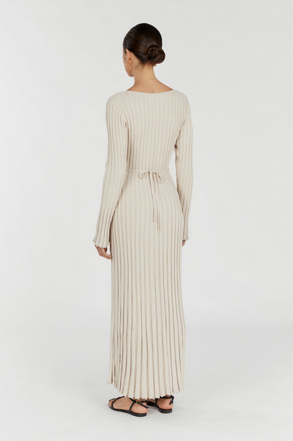Ribbed Knit Long Sleeve Maxi Dress