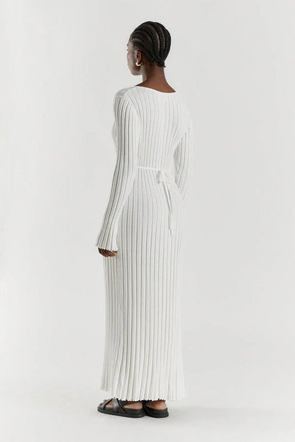 Ribbed Knit Long Sleeve Maxi Dress