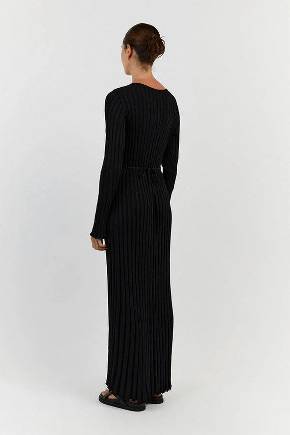 Ribbed Knit Long Sleeve Maxi Dress