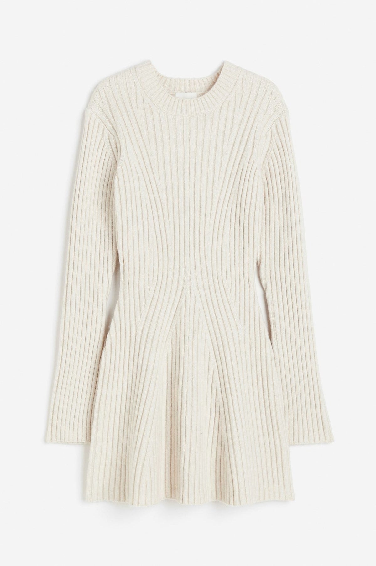 Ribbed Knit Long Sleeve Mini Sweater Dress