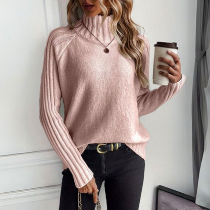 Ribbed Mock Neck Knit Sweater