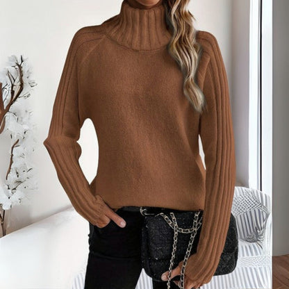 Ribbed Mock Neck Knit Sweater