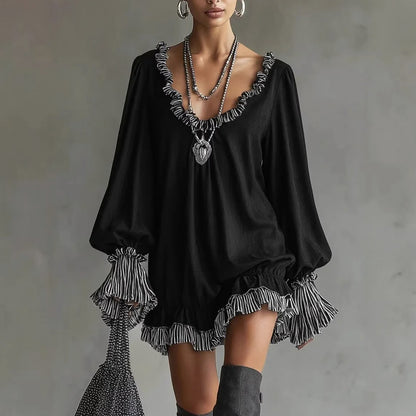 Ruffle Long Sleeve Mini Dress