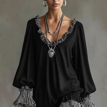 Ruffle Long Sleeve Mini Dress