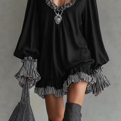 Ruffle Long Sleeve Mini Dress