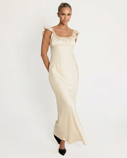 Satin Cap Sleeve Maxi Dress