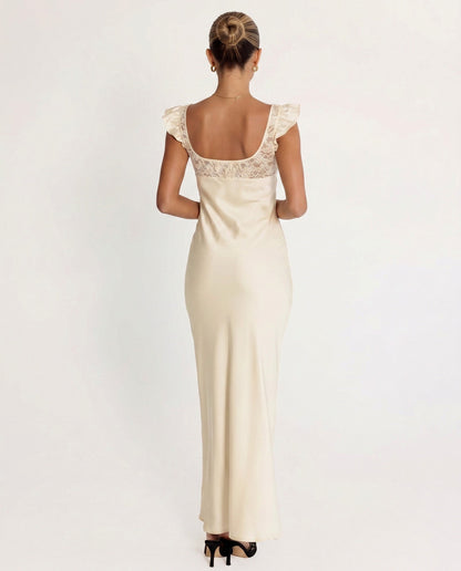 Satin Cap Sleeve Maxi Dress