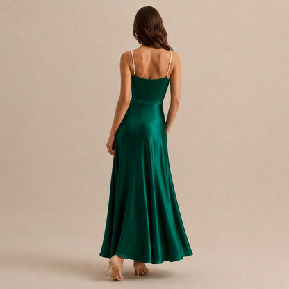 Satin Cowl Neck Maxi Dress