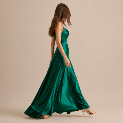 Satin Cowl Neck Maxi Dress