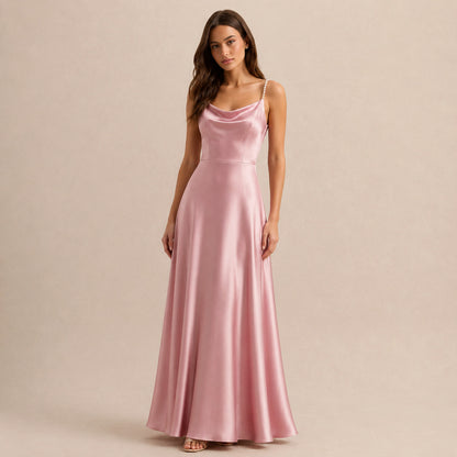 Satin Cowl Neck Maxi Dress