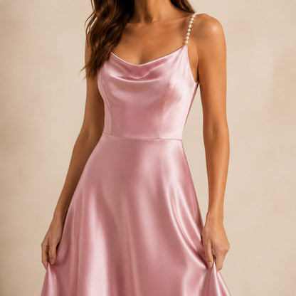 Satin Cowl Neck Maxi Dress