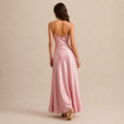 Satin Cowl Neck Maxi Dress