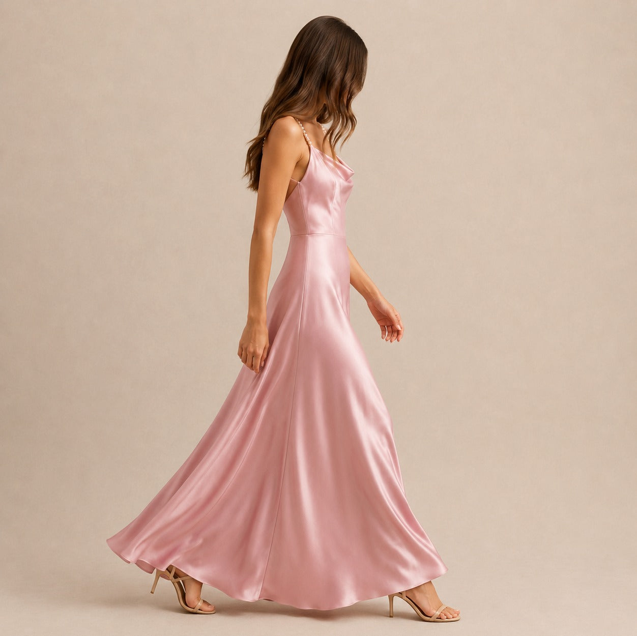 Satin Cowl Neck Maxi Dress