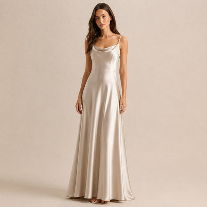 Satin Cowl Neck Maxi Dress
