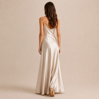 Satin Cowl Neck Maxi Dress